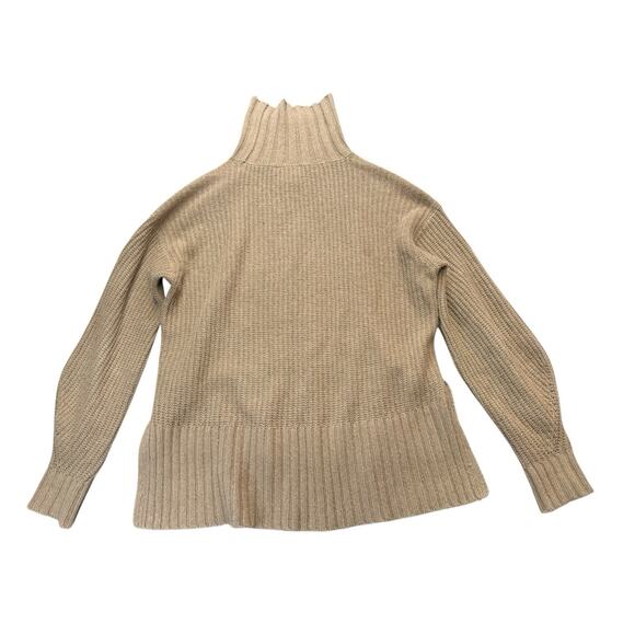 White + Warren Cashmere Wool Turtleneck Sweater Brown Ribbed Hem M/L - Picture 7 of 11